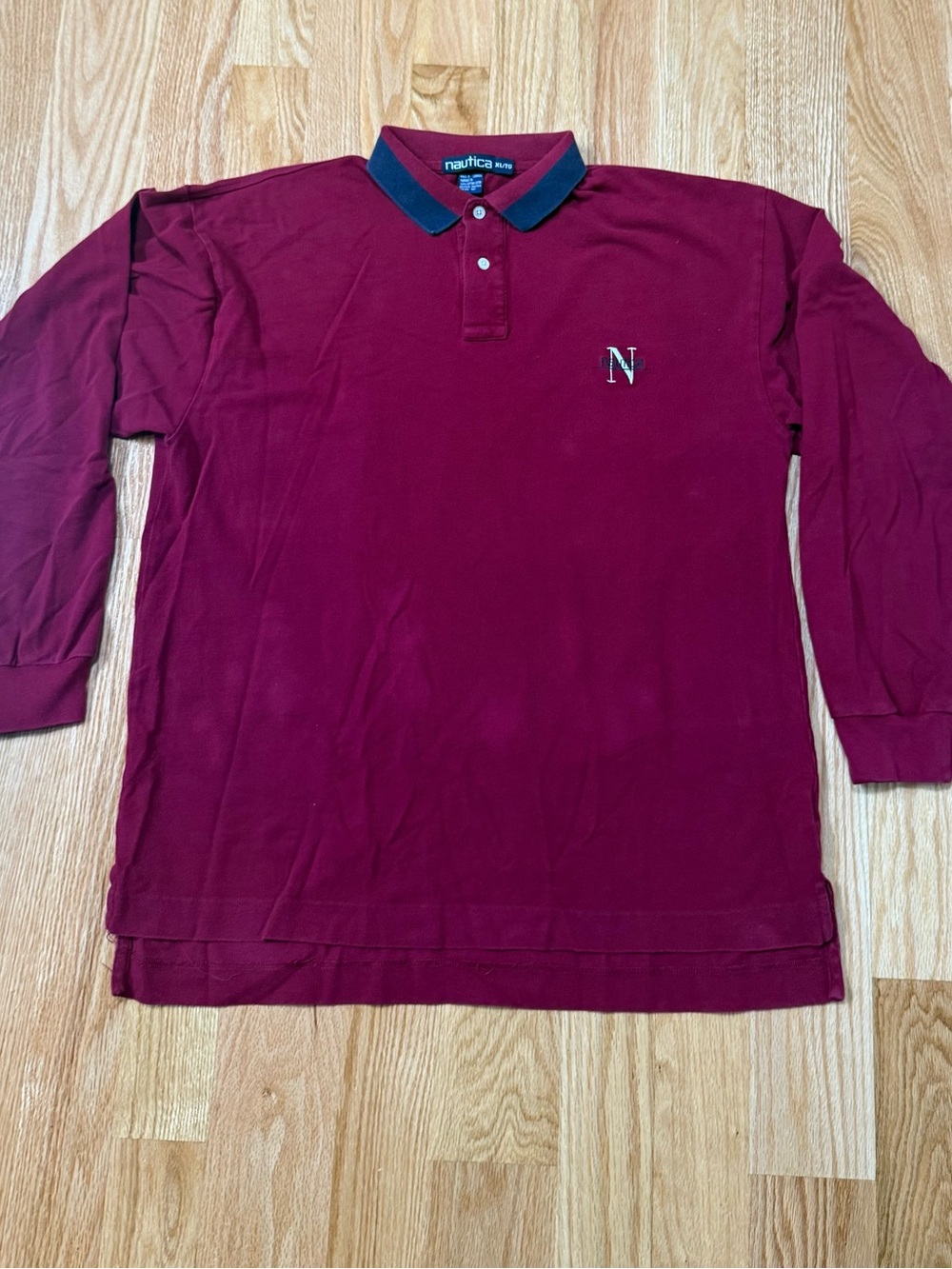 Vintage Nautica Long Sleeve Men’s Polo Shirt Size XL Maroon